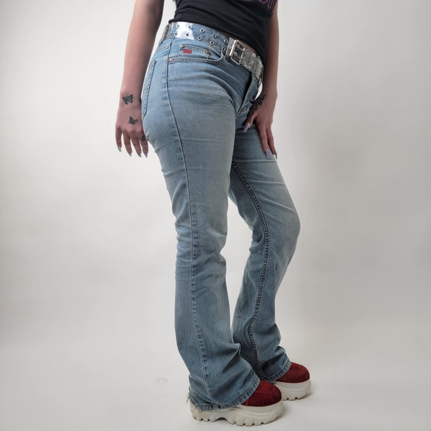 Vintage Y2K Flare low rise light wash Paris Blues Jeans - 9
