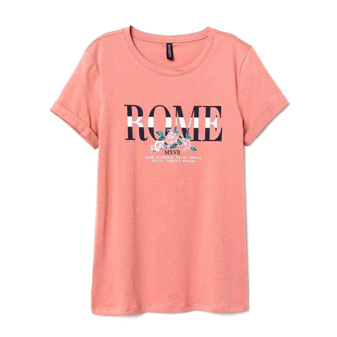 H&M ROME Dusty Rose Pink Jersey Cotton Tee Shirt - XS