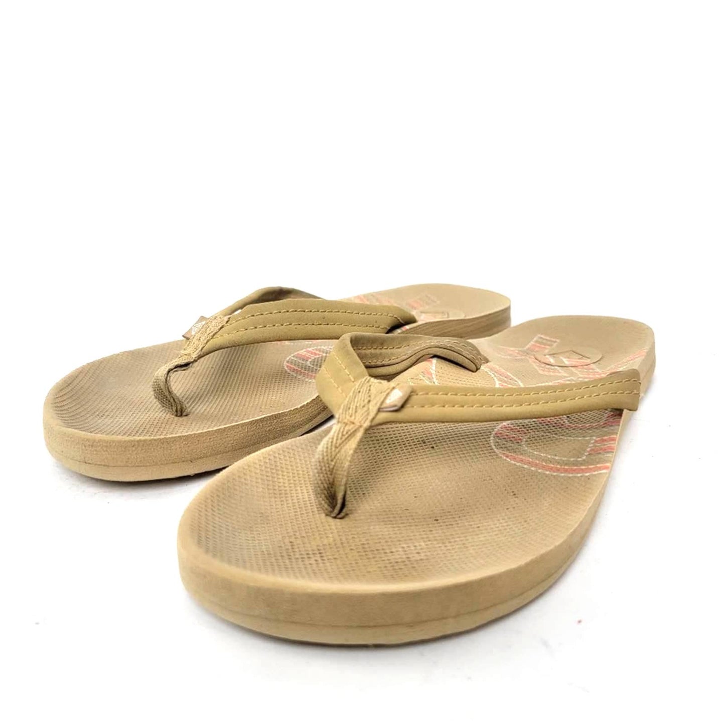 Roxy Sand Tan Flip Flop Sandals - 6