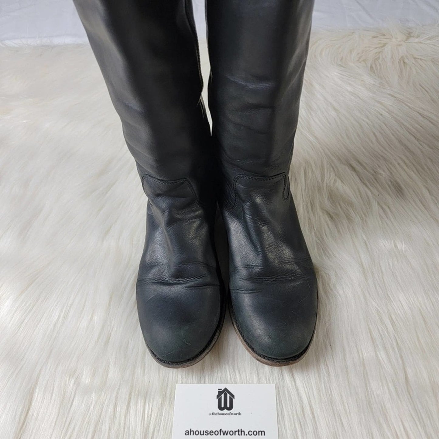Frye Melissa Knee High Leather Boots in Black - 7