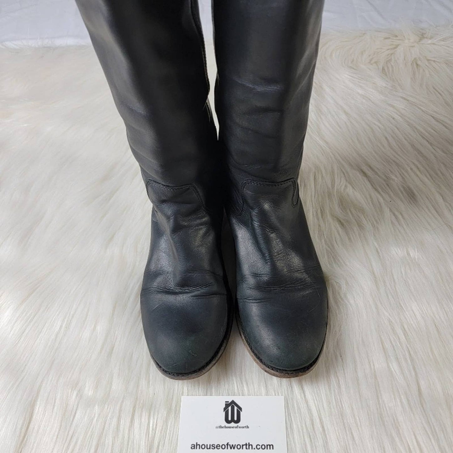 Frye Melissa Knee High Leather Boots in Black - 7