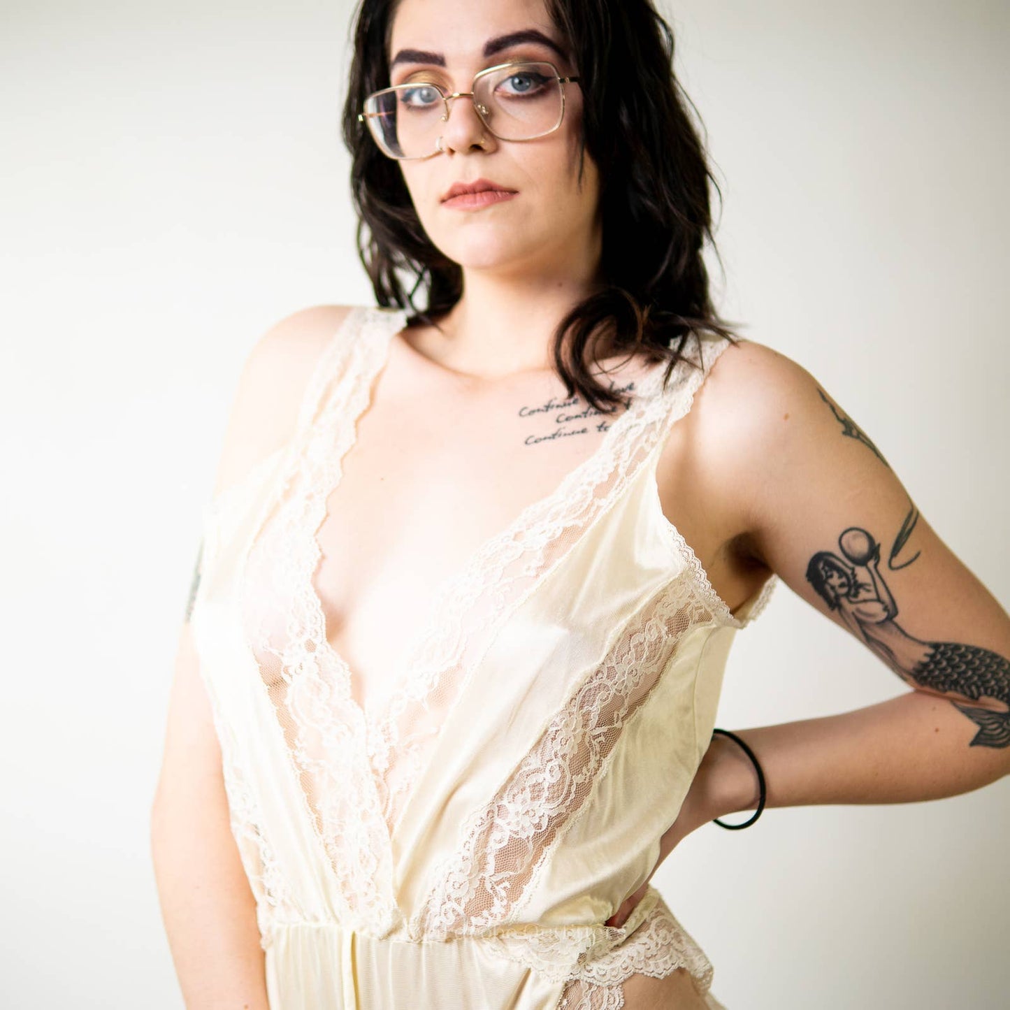 Vintage 80s Frilly Lace Bodysuit Lingerie