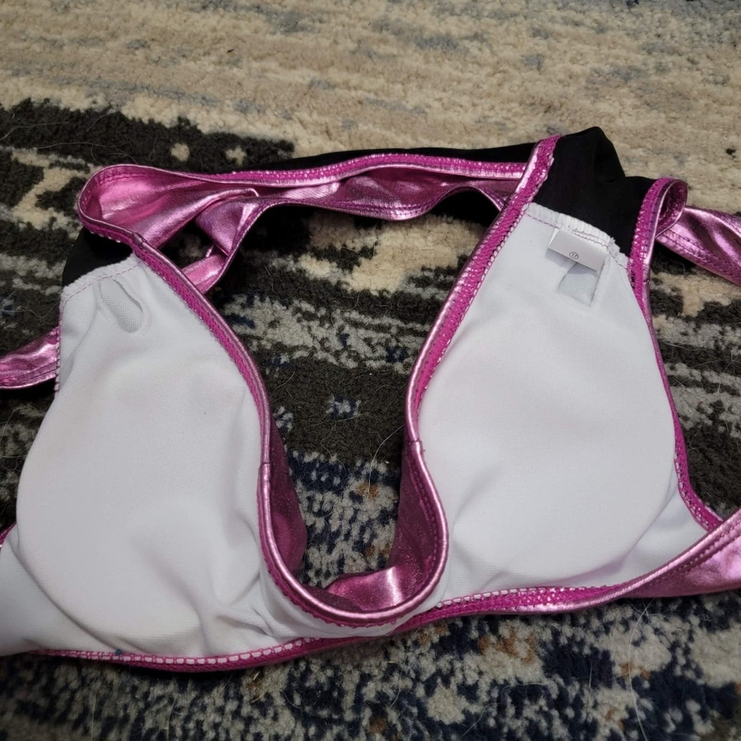 Hot Pink Metallic Sports Bra Rave Top - M