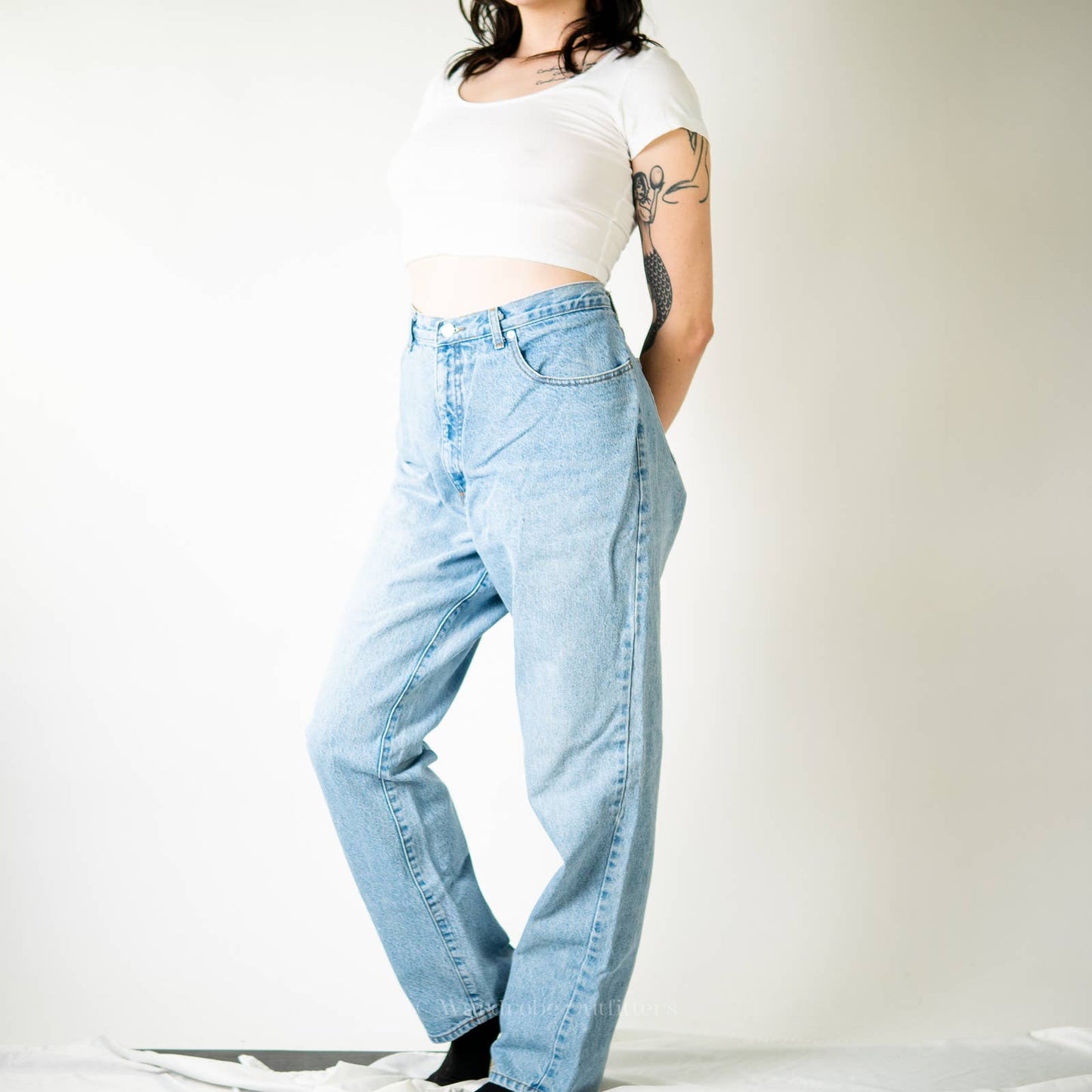 Vintage 90s Guess Jeans High Rise Faded Distressed Straight Leg Jeans