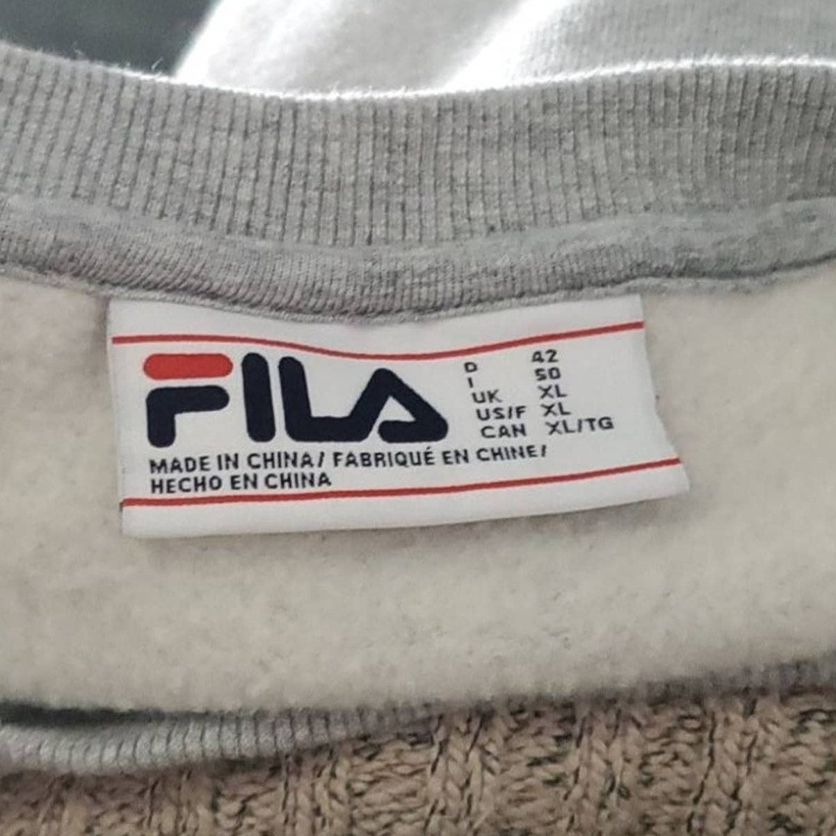 Y2K Fila Gray Crewneck Pullover Sweatshirt - L