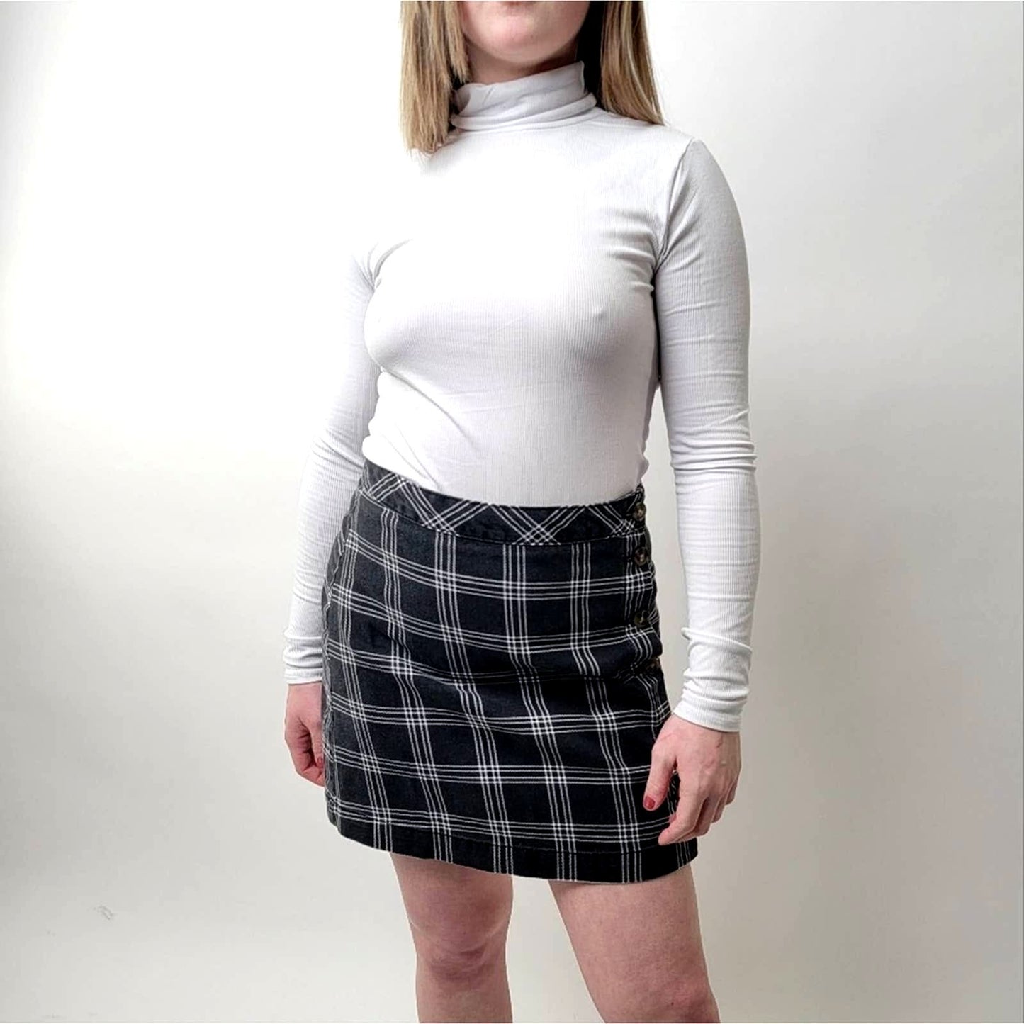 H&M Black & Plaid Skirt - 6