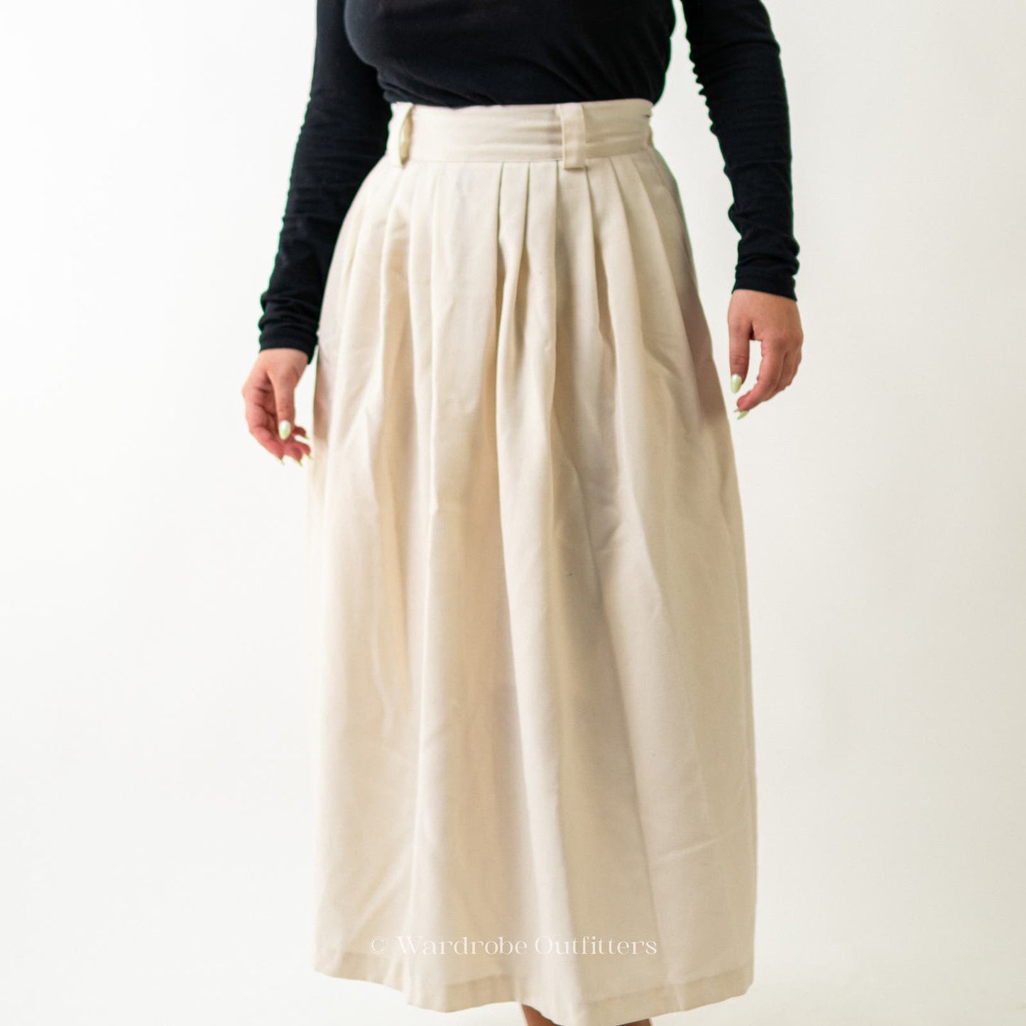 Vintage Full Length Maxi Pleated A-Line Skirt