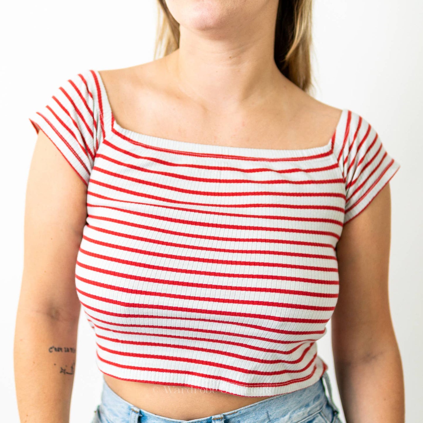 H&M Striped Crop Top Halter Tee Shirt