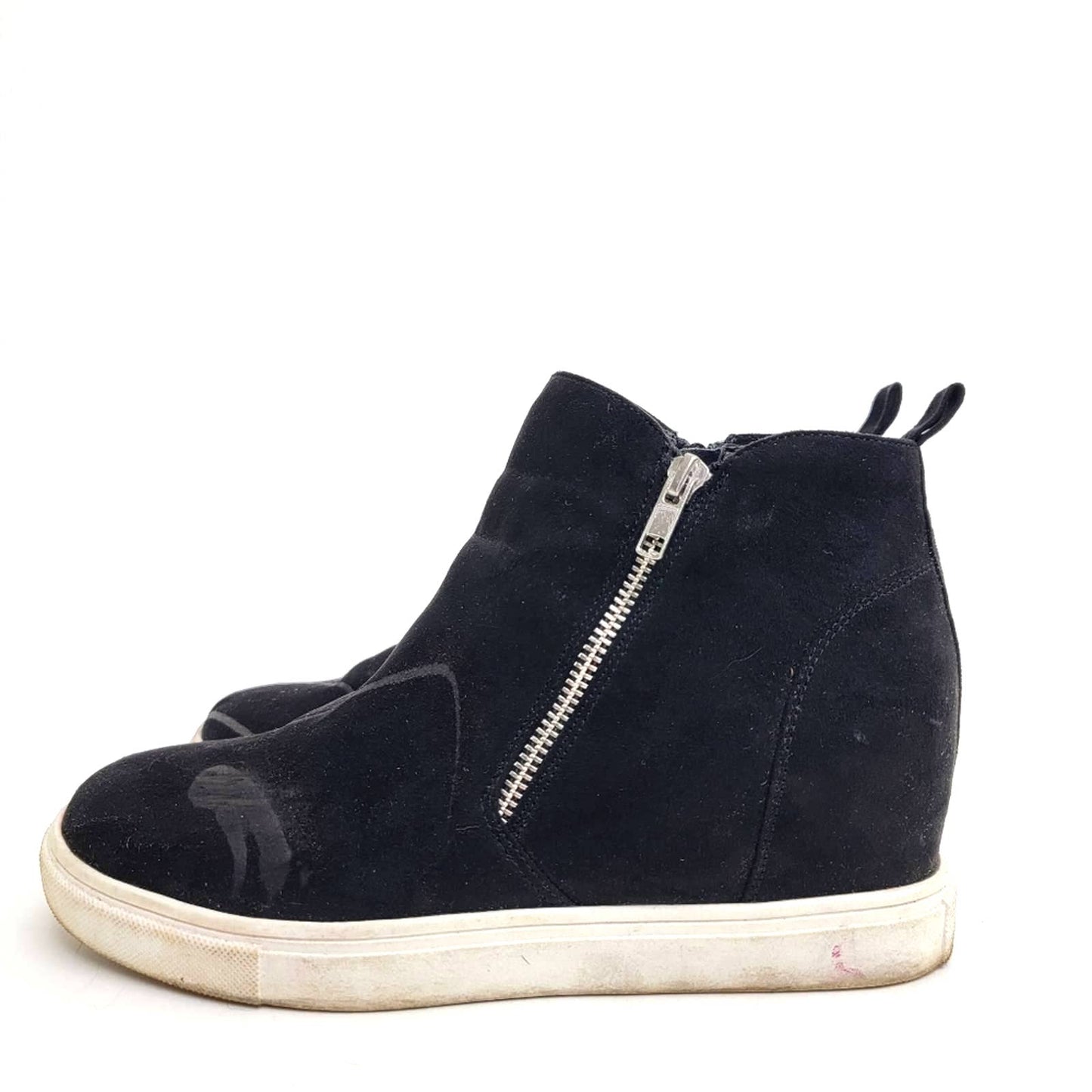 Madden Girl Piper Black Hidden Wedge Sneaker Booties - 8