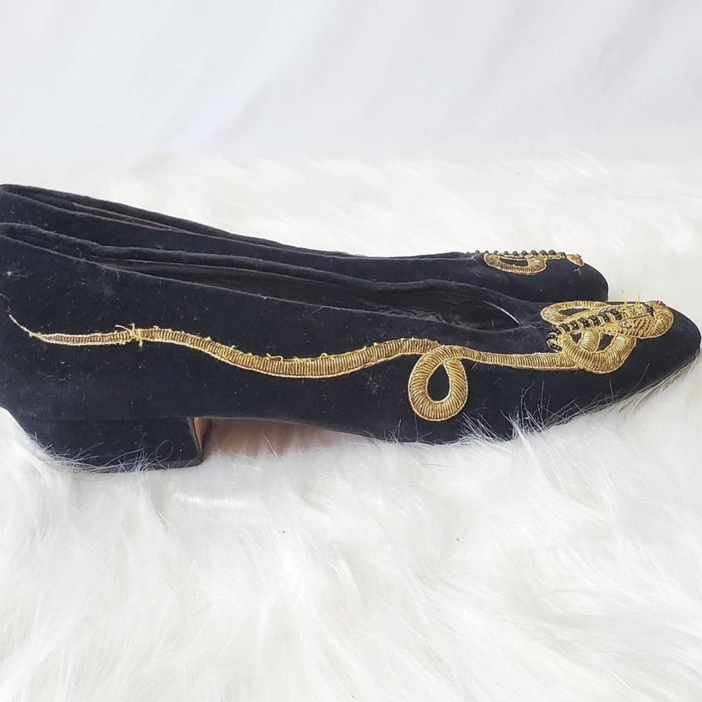 Vintage Andrea Pfister for I. Magnin Black Suede Flats Heels - 7