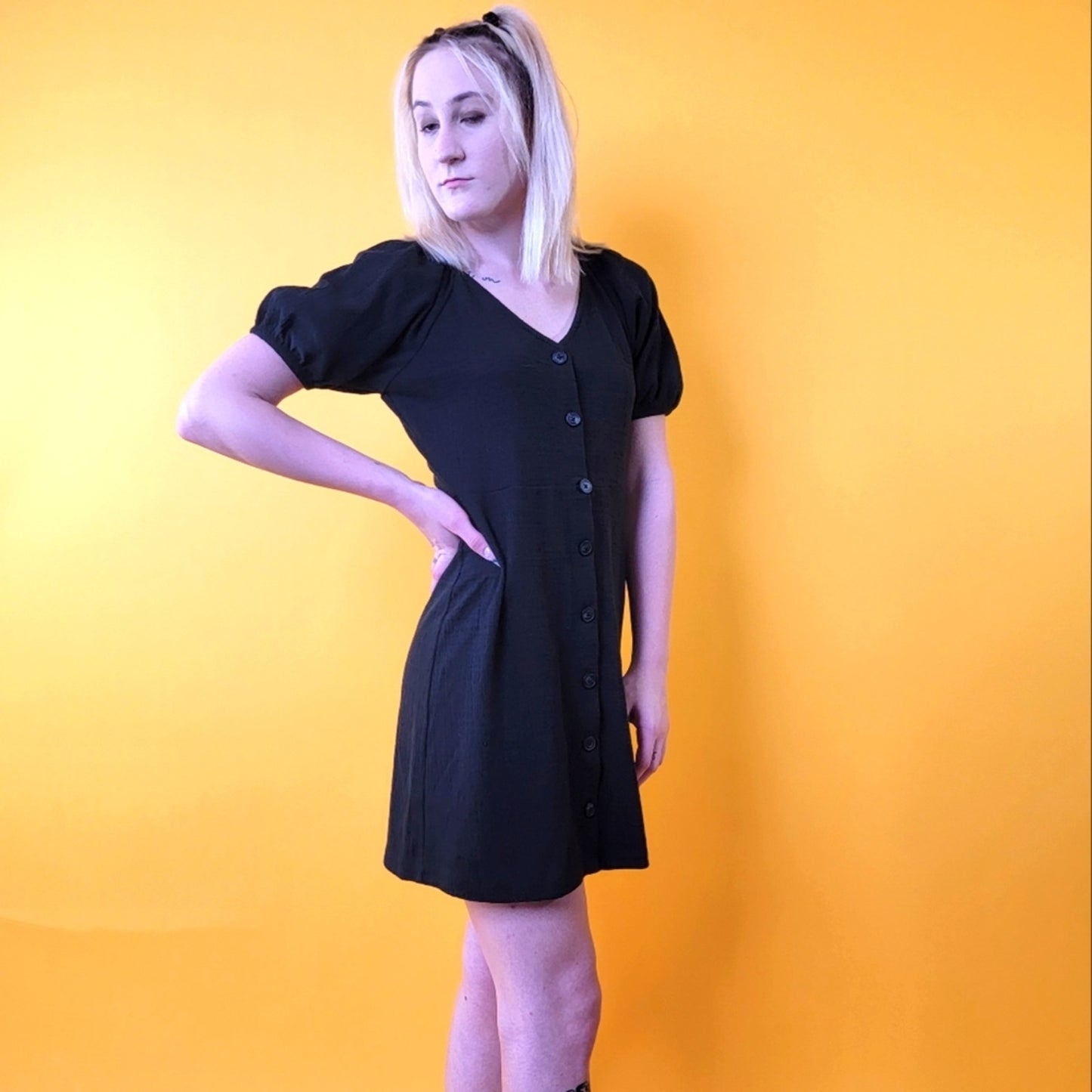 Madewell Textured & Tread Puff Sleeve Dress - S