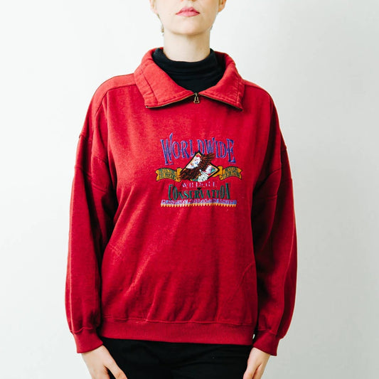 Vintage 90s Worldwide Consevation Fleece Pullover Sweatshirt - M