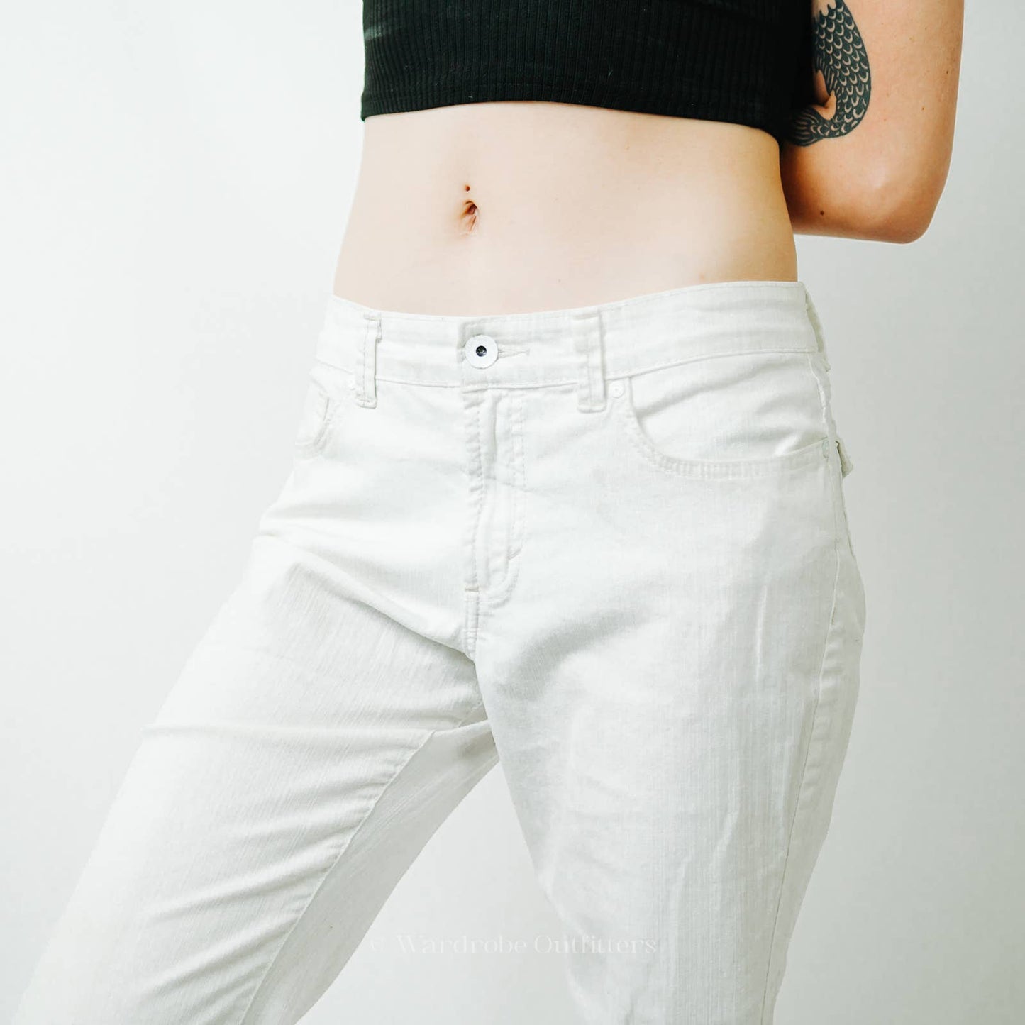 Nine West Bleecker White Capri Cargo Denim Short Pants