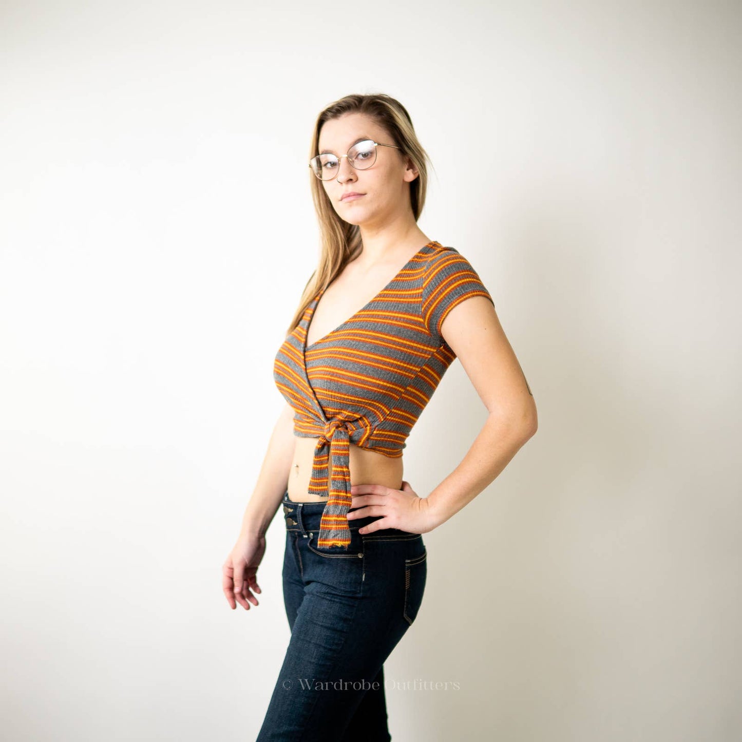 Project Social T x Urban Outfitters Tie Front Wrap Crop Top Tee