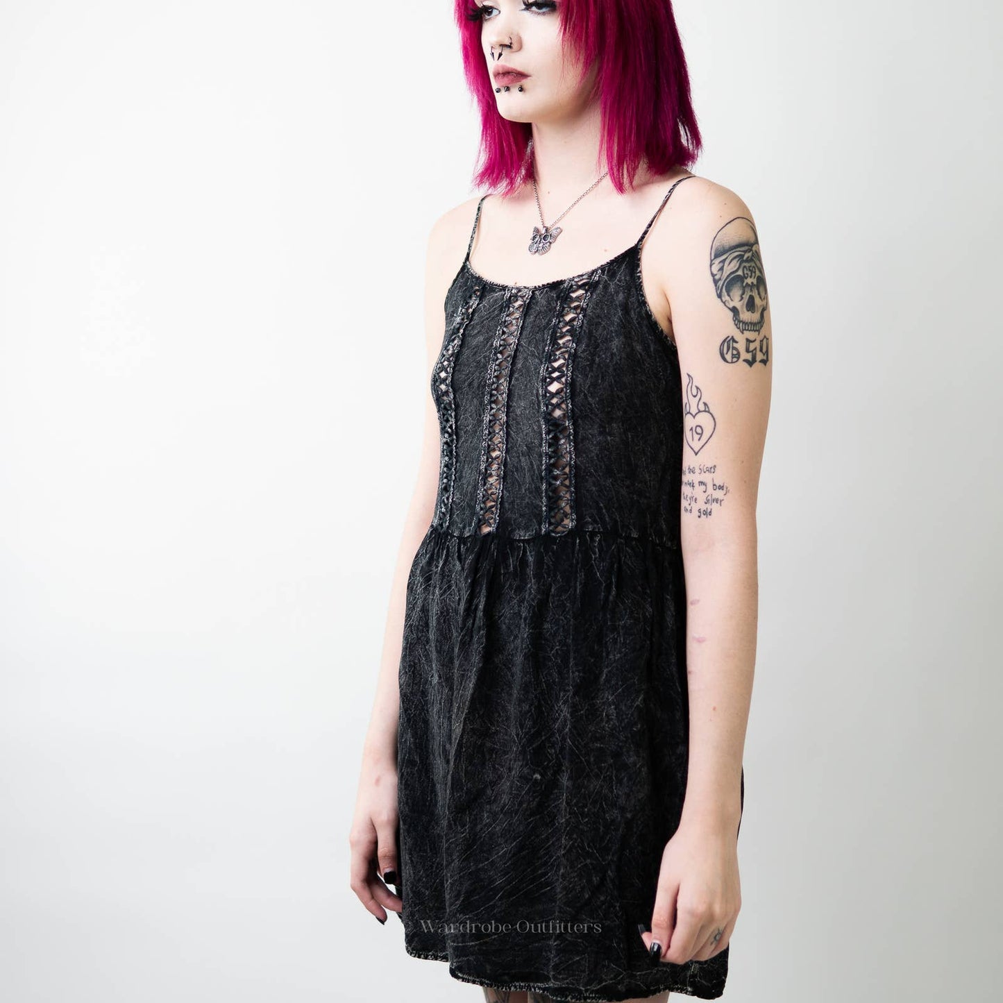 Anthropology Finn & Clover Black Grungy Mini Dress - M