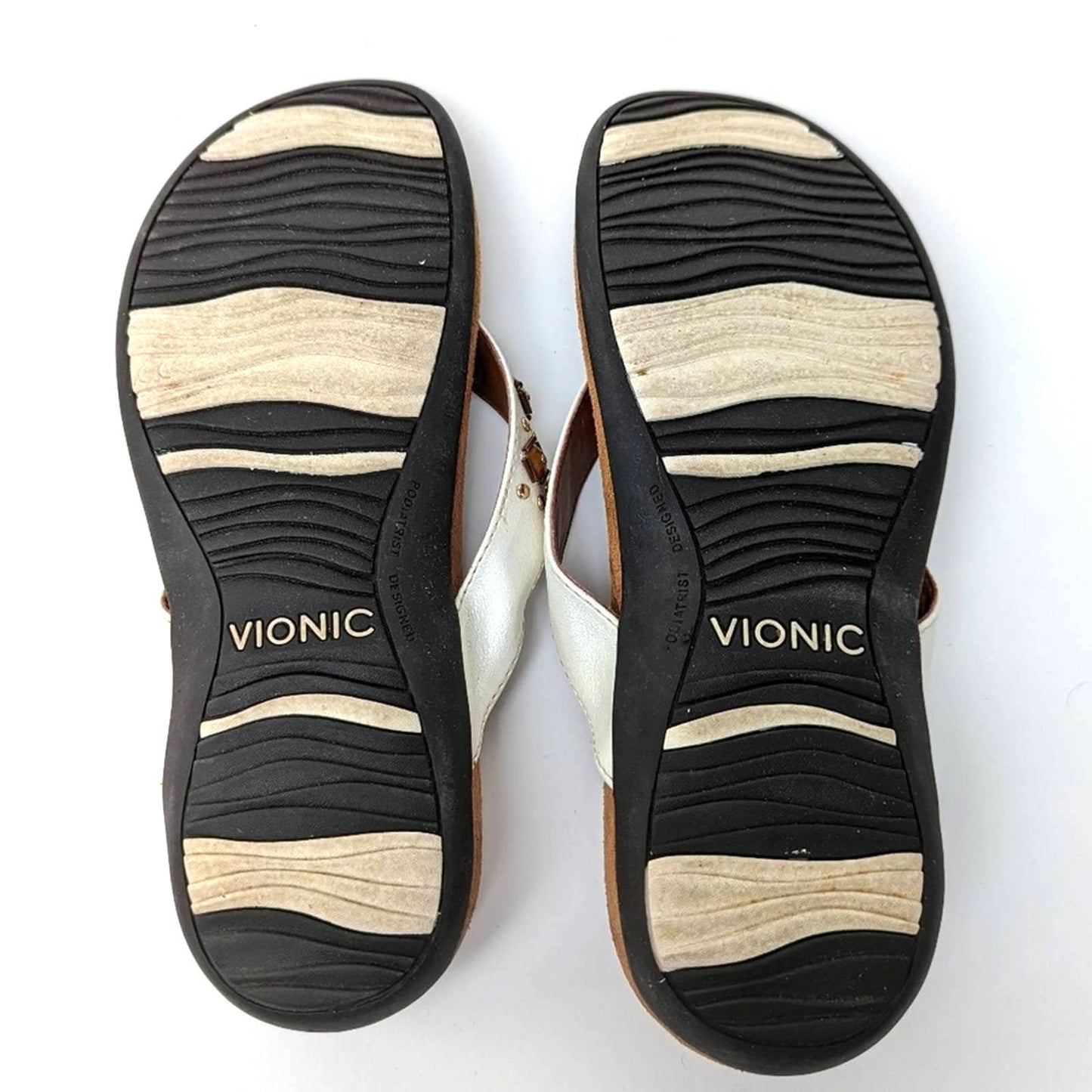 Vionic Floriana Geometric Stone Beaded Flip Flop Sandals - 6