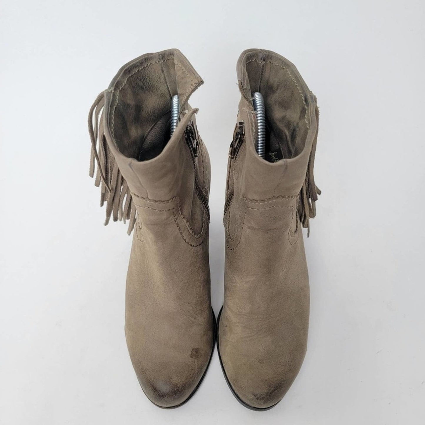 Sam Edelman Louie Suede Leather Fringe Booties - 6