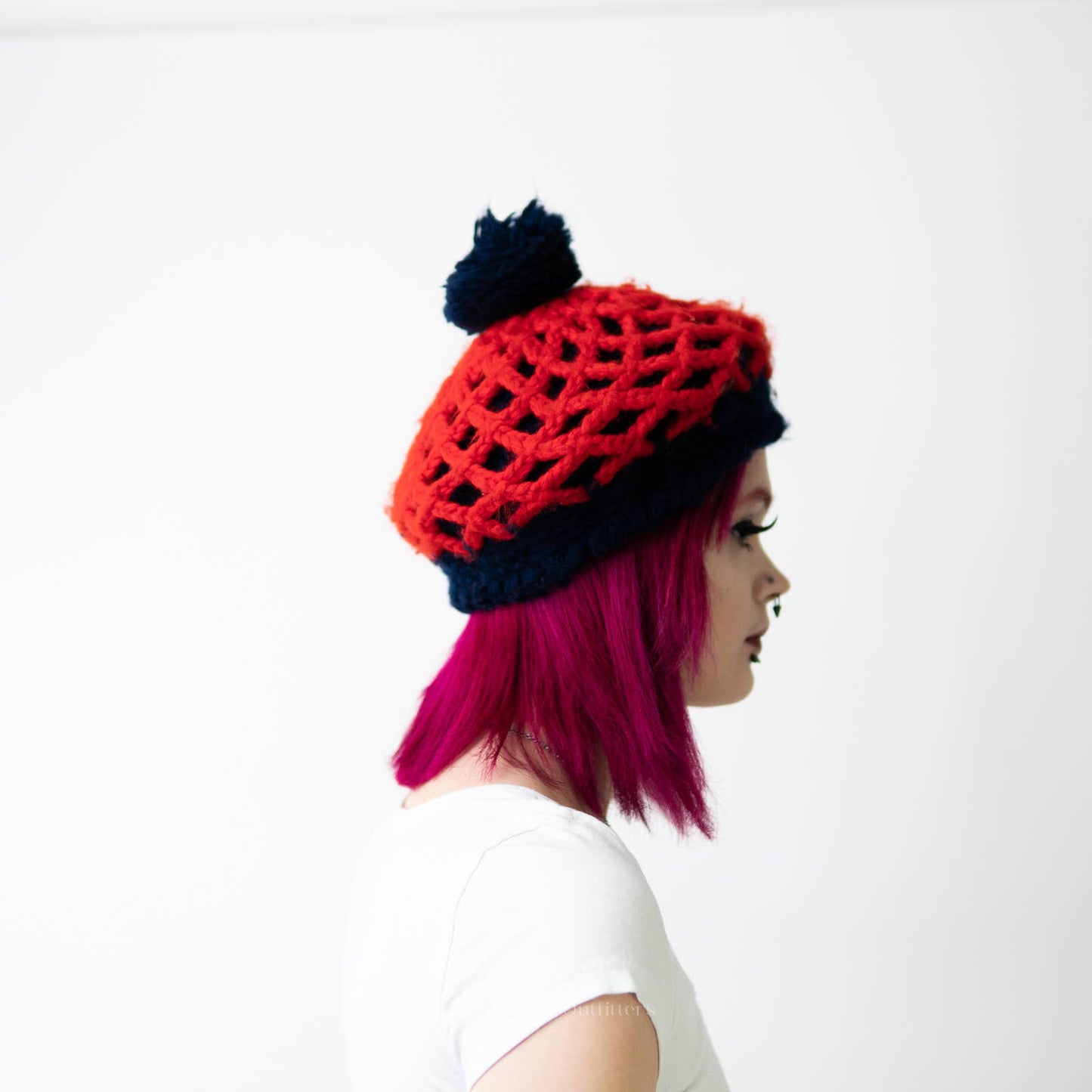 Vintage 50s Fuzzy Wool Plaid Pom Beret Tam