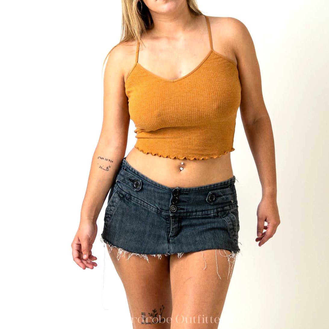 Vintage Y2K Boom Boom Jean Micro Mini Raw Hem Denim Skirt