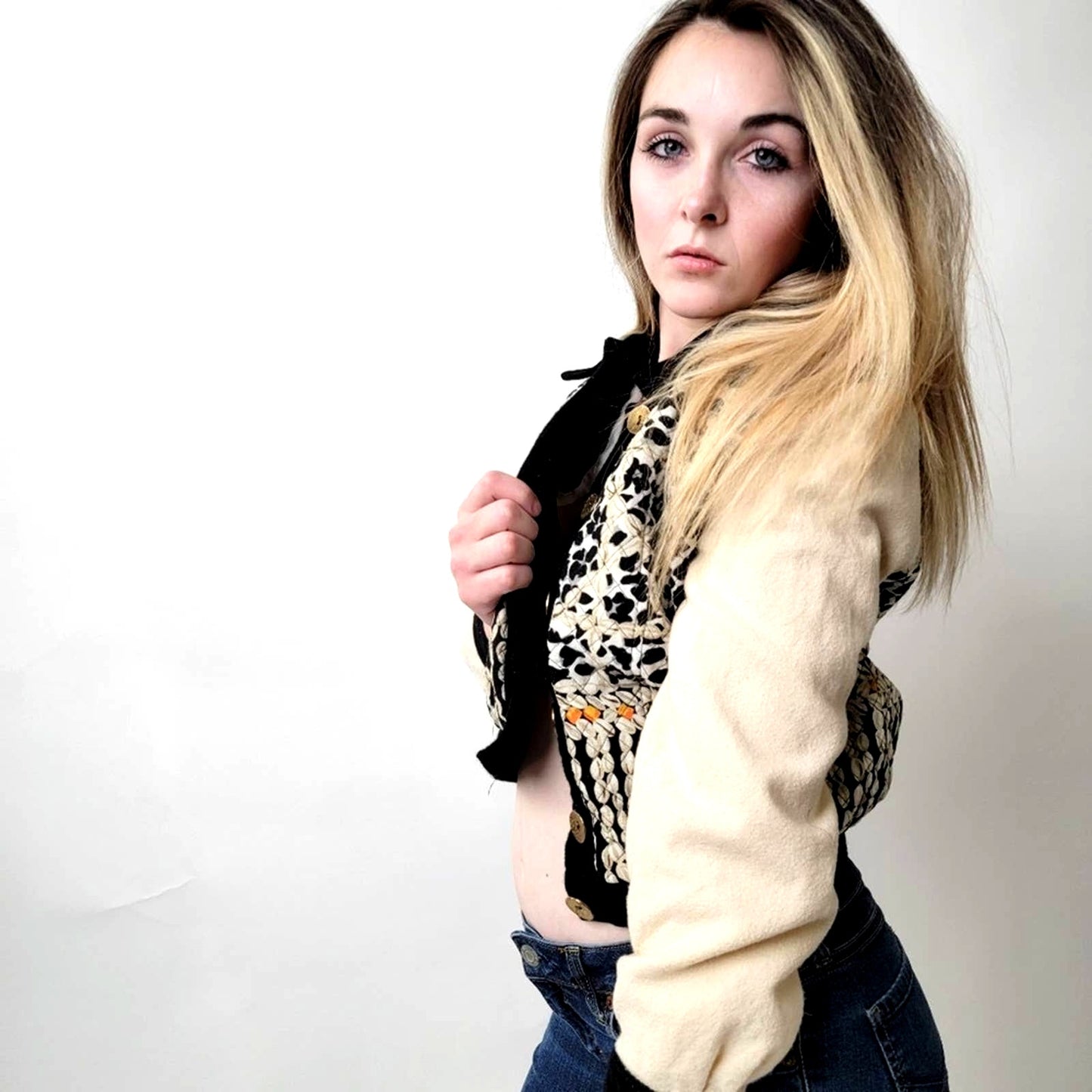 Vintage 1980’s does 1950’s Howard Wolf Floral Silky Cropped Jacket