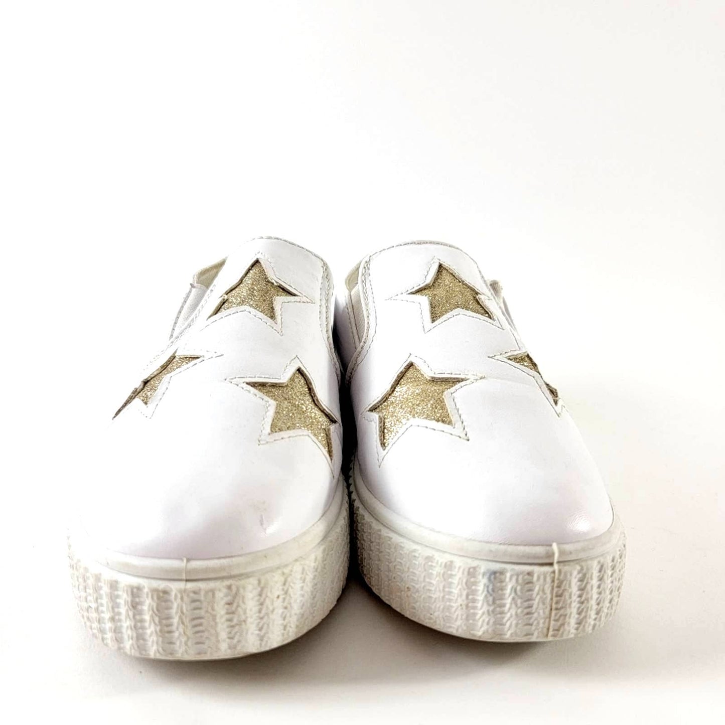 Chunky White Leather Platform Sneakers - 7