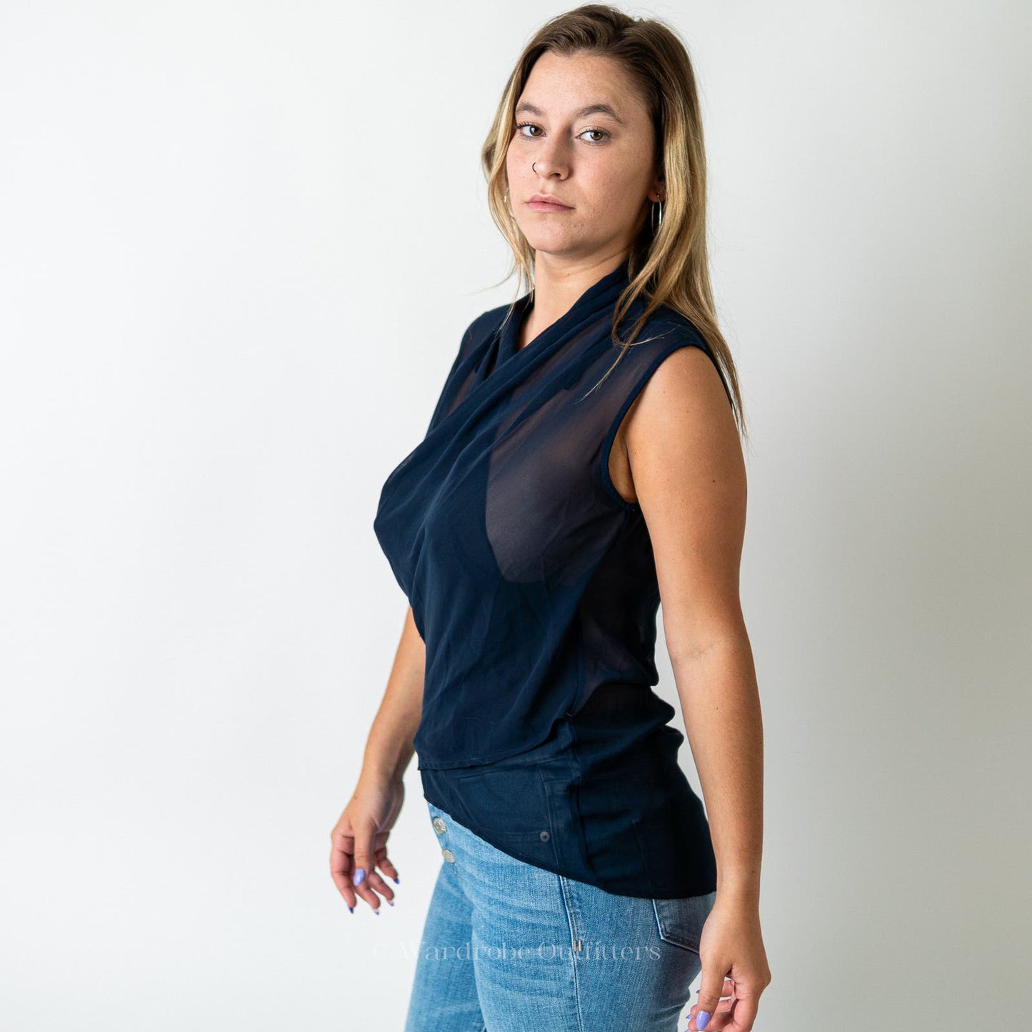 Ro & De Anthropologie Sheer Mesh Cami Blouse