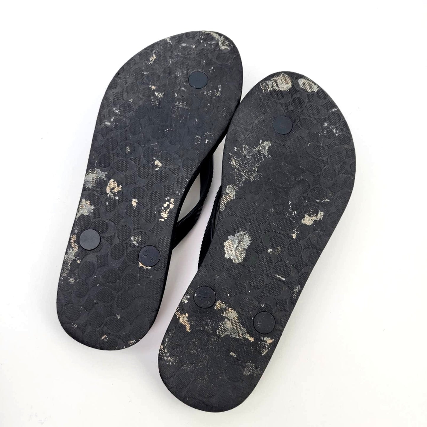 Coach New York Black LOGO Flip Flop Sandals - 5/6