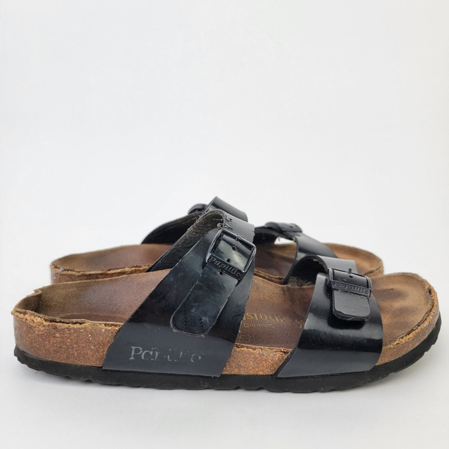 Birkenstock Papillio Arizona Black Patent Leather Sandals - 8