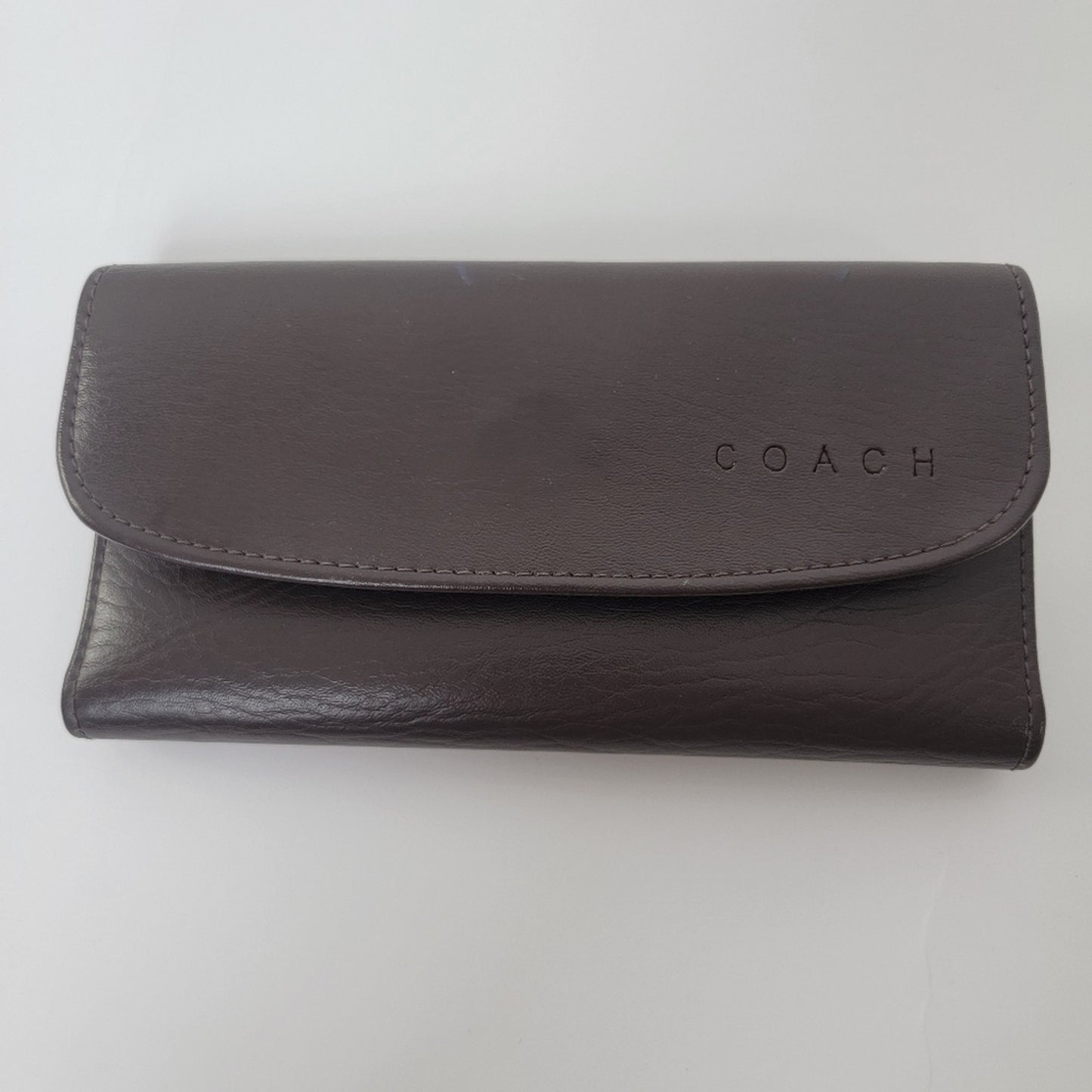 Coach Trifold Chocolate Brown Leather Wallet
