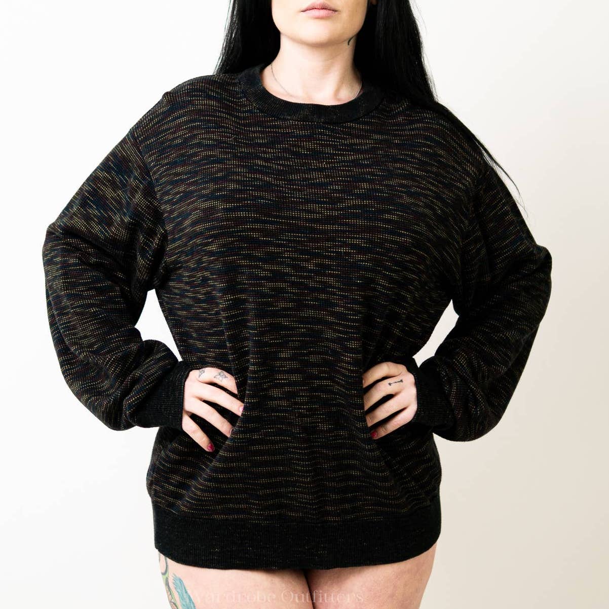 Vintage 90s Chunky Crochet Knit Multicolor Sweater by Greg Norman - L