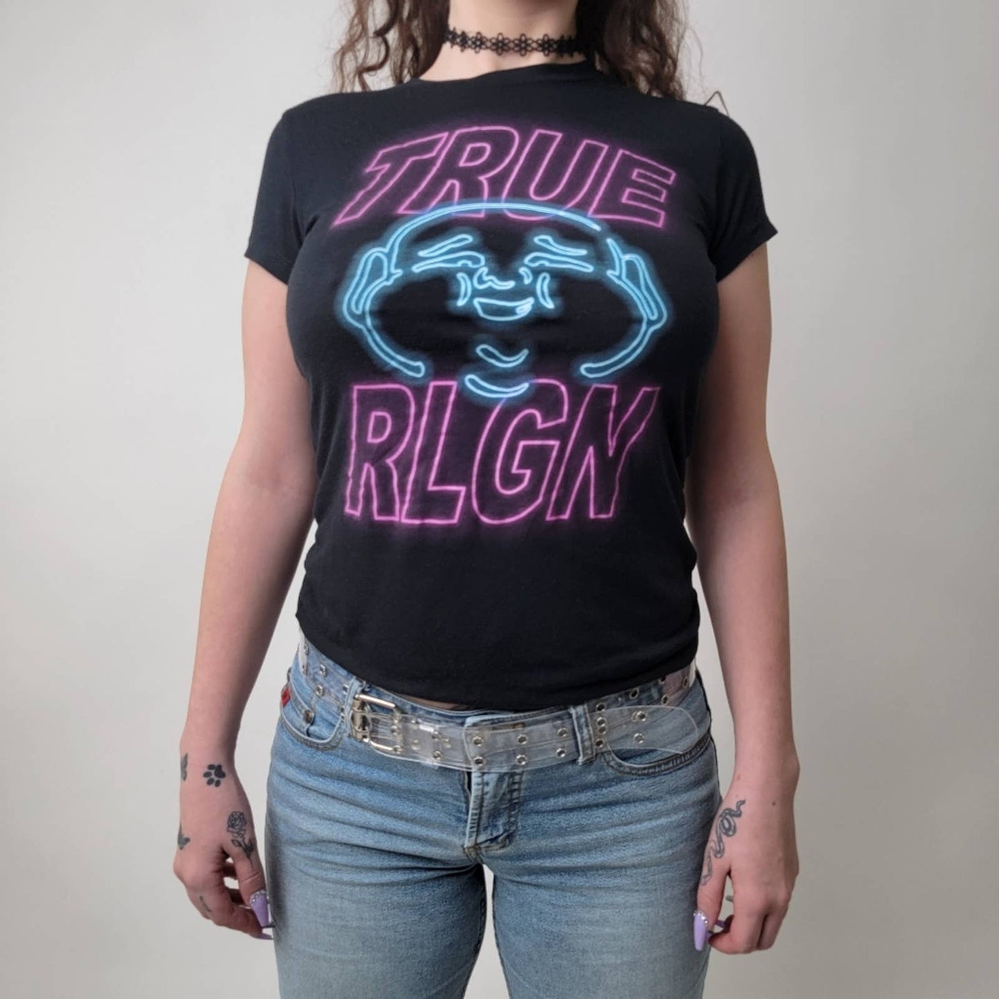 True Religion Big Neon Buddha Tee Shirt - XS