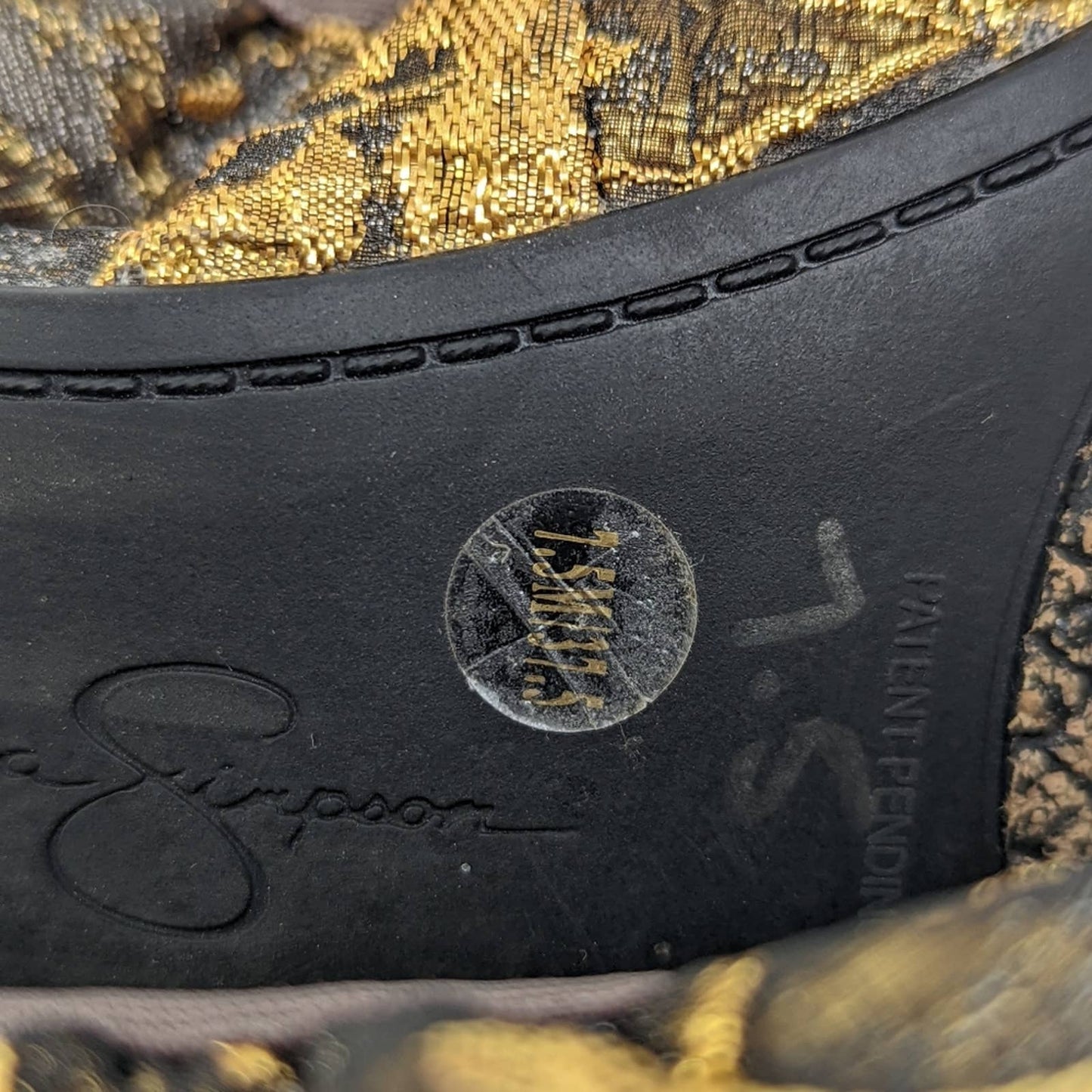 Jessica Simpson Nolan Bow Shimmery Gold Floral Ballet Flats - 7.5