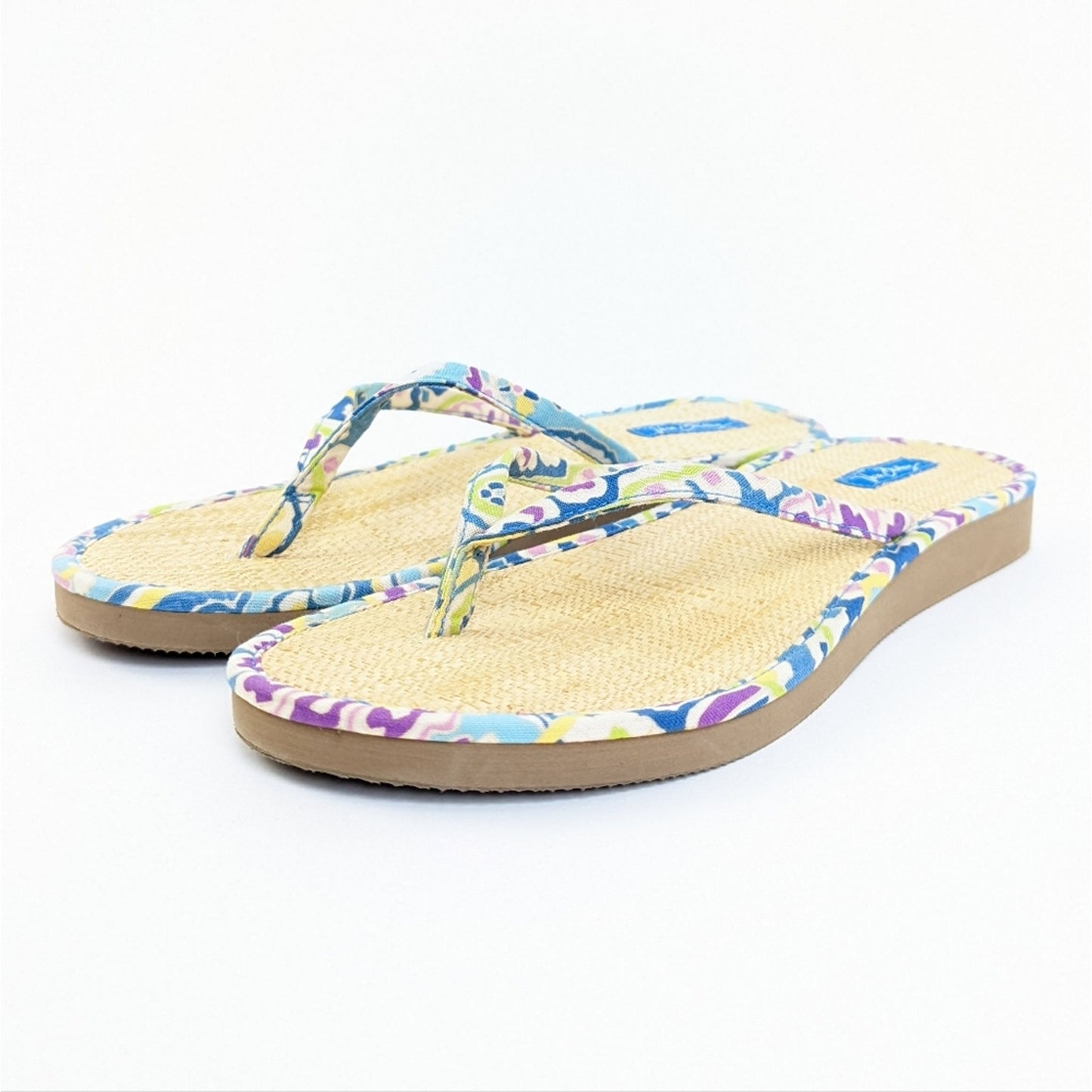 Vera Bradley Straw Flip Flop Sandals in Capri Blue - 6.5