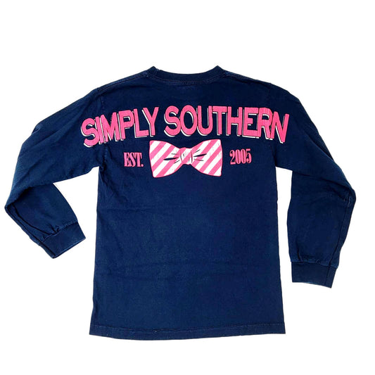 Simply Southern Striped Bow Long Sleeve Shirt - S