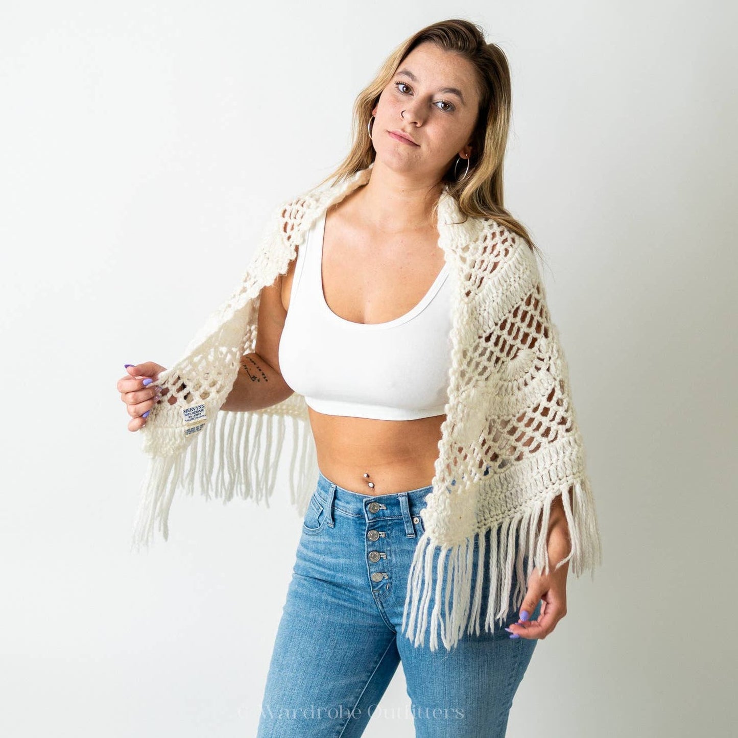 Handmade Crochet Knit Tassel Shaw Poncho Coverup