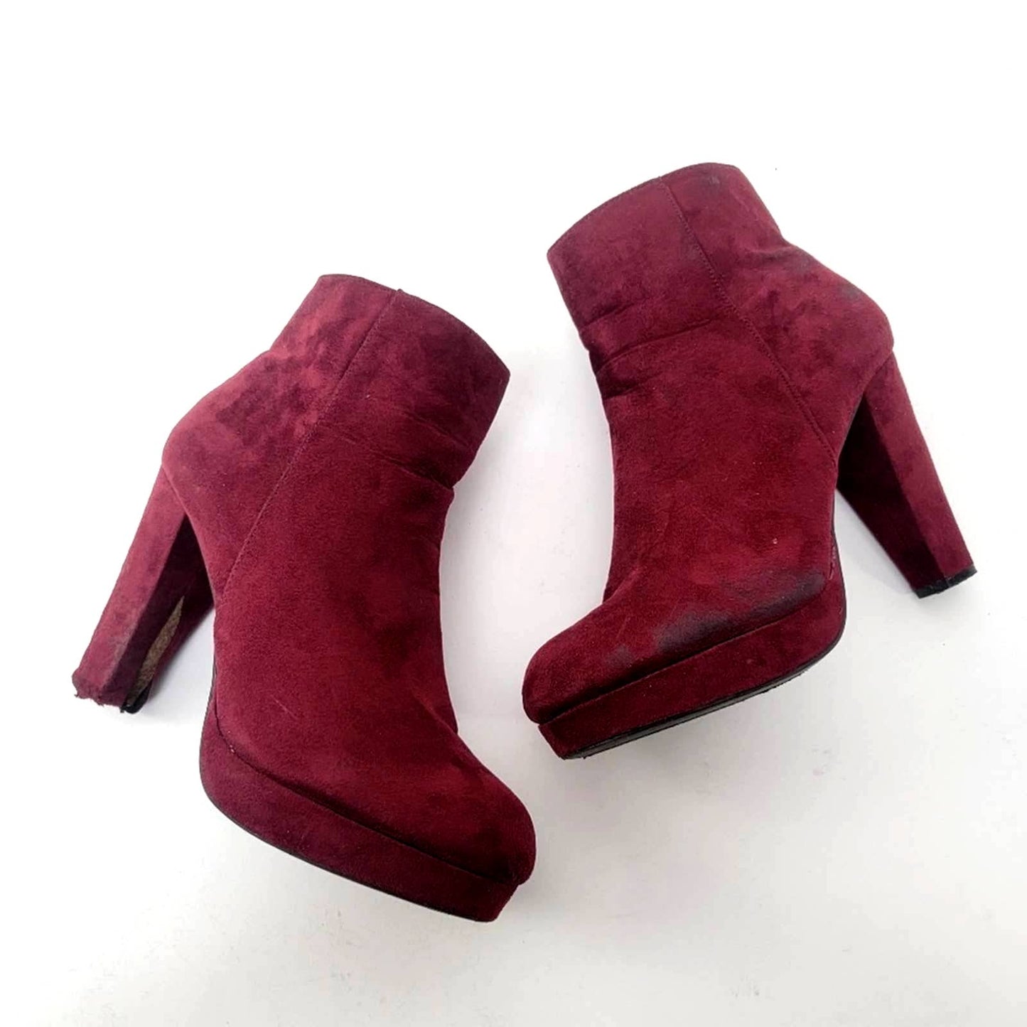 Chunky Platform Heel Faux Suede Ankle Booties - 9