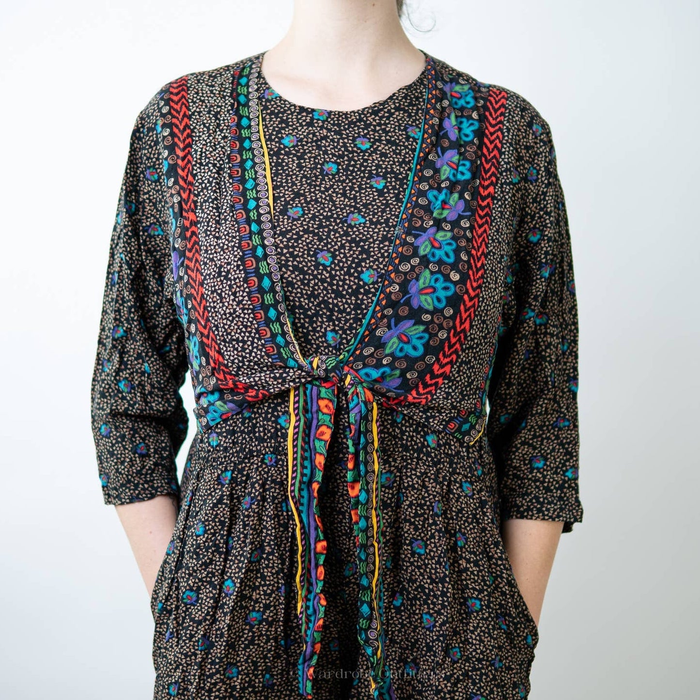 Vintage 90s Boho Cottagecore Romper Dress - M