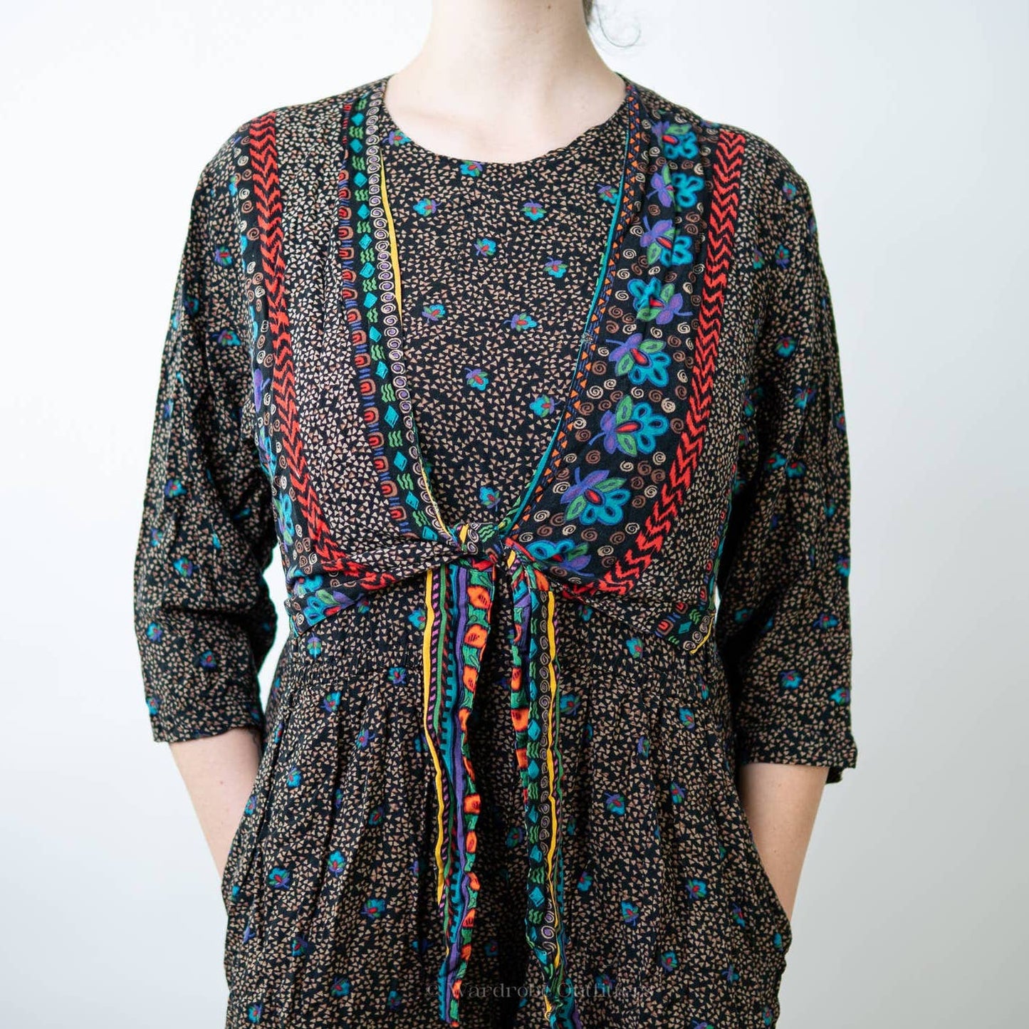 Vintage 90s Boho Cottagecore Romper Dress - M
