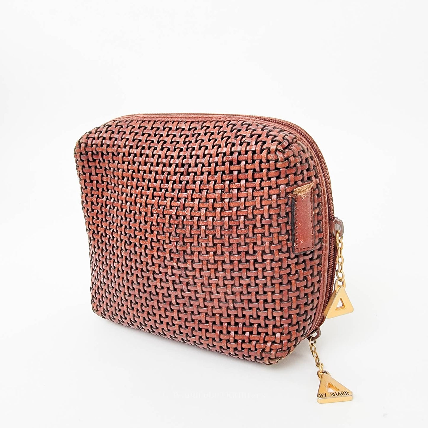 Americana By Sharif Women's Brown Clutch Makeup Bag Woven Purse