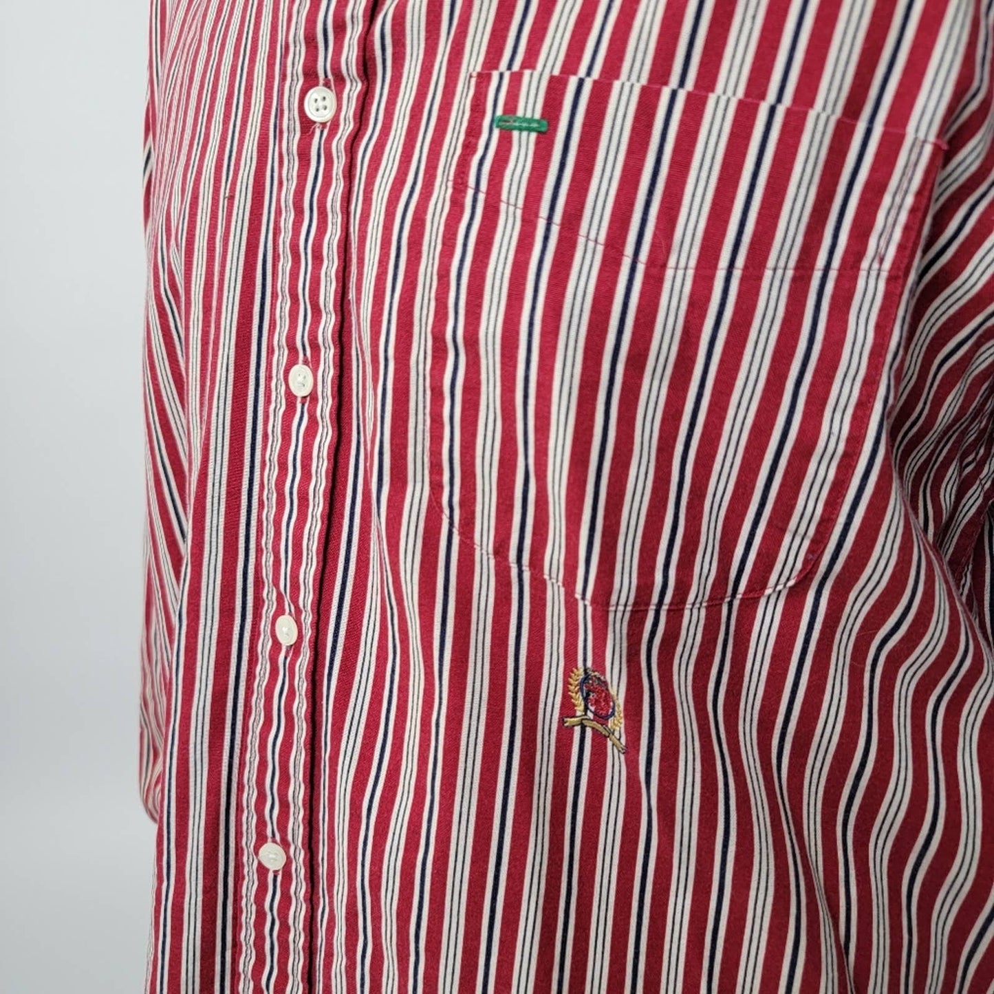 Vintage Y2k Tommy Hilfiger Men's Striped Button Down Shirt - L