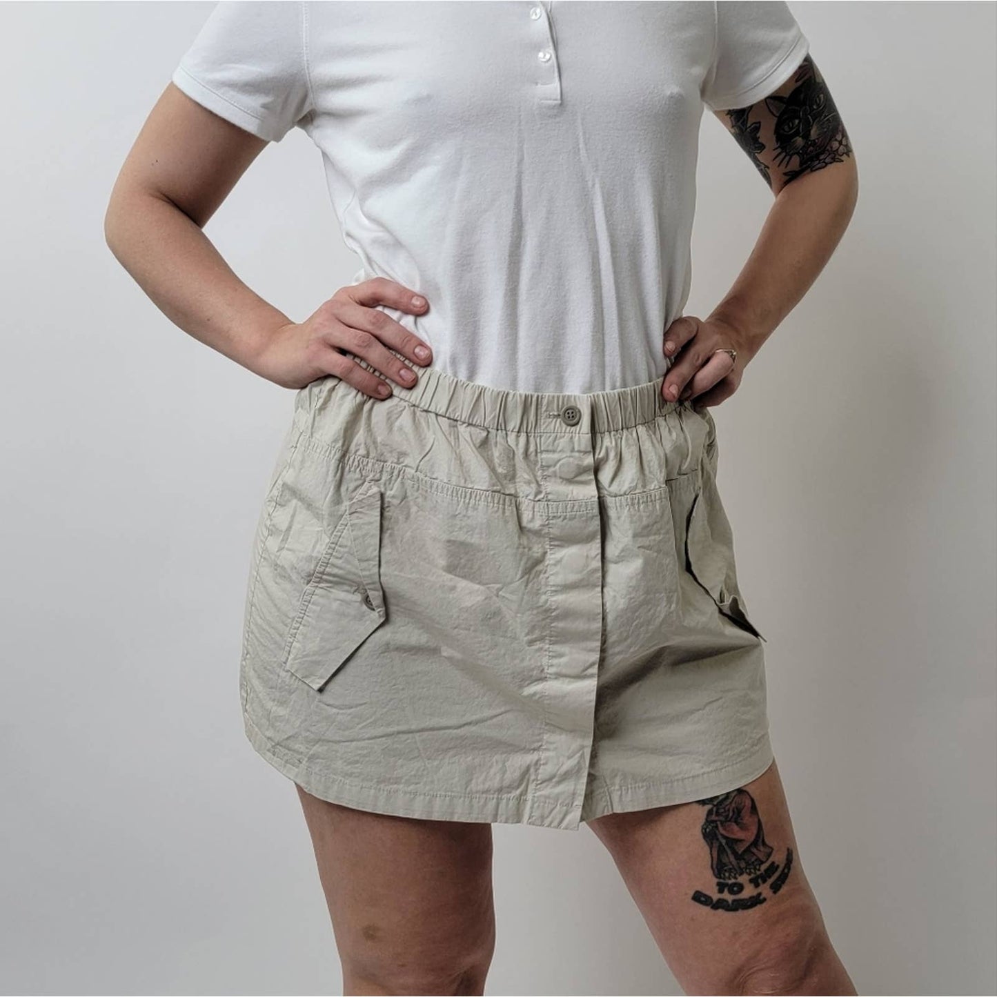 Theory Mini Khaki Cargo Safari Hiking Tennis Skirt - A-Line - M