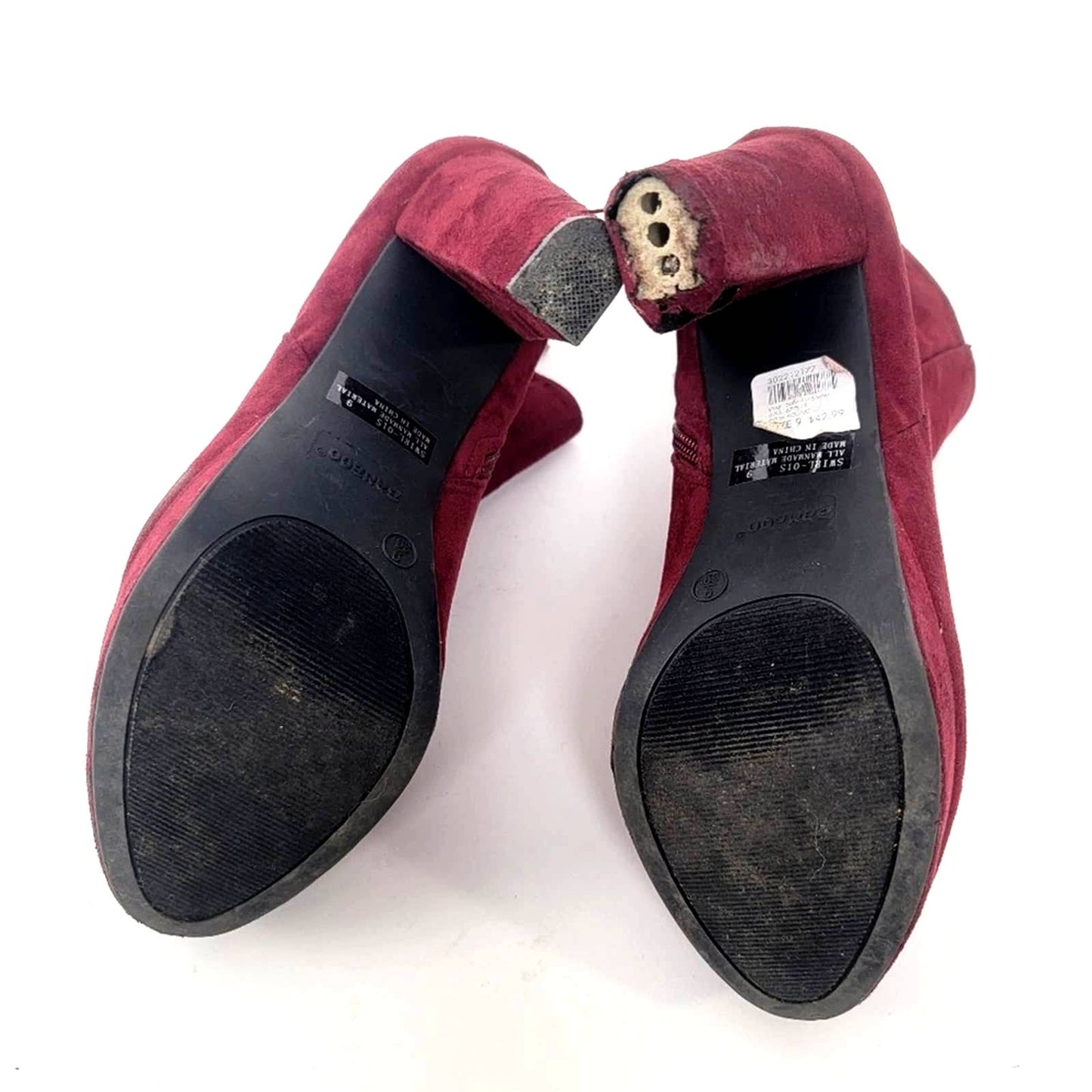 Chunky Platform Heel Faux Suede Ankle Booties - 9