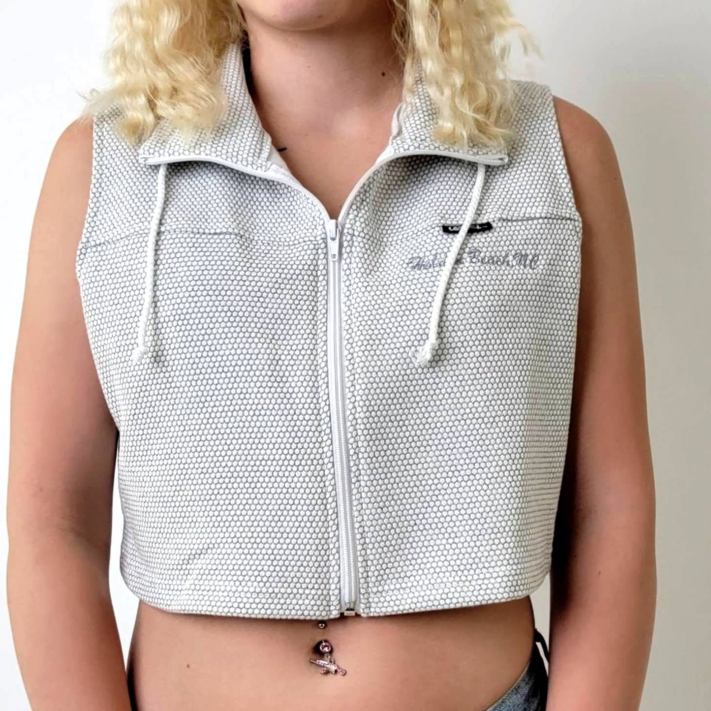 Vintage 90's UZZI Cropped Full Zip Swimmers Vest - L