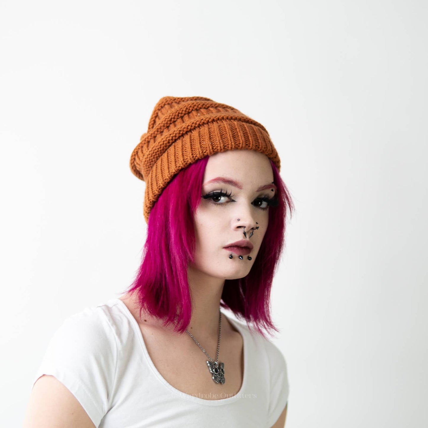 CC Crochet Knit Burnt Orange Beanie