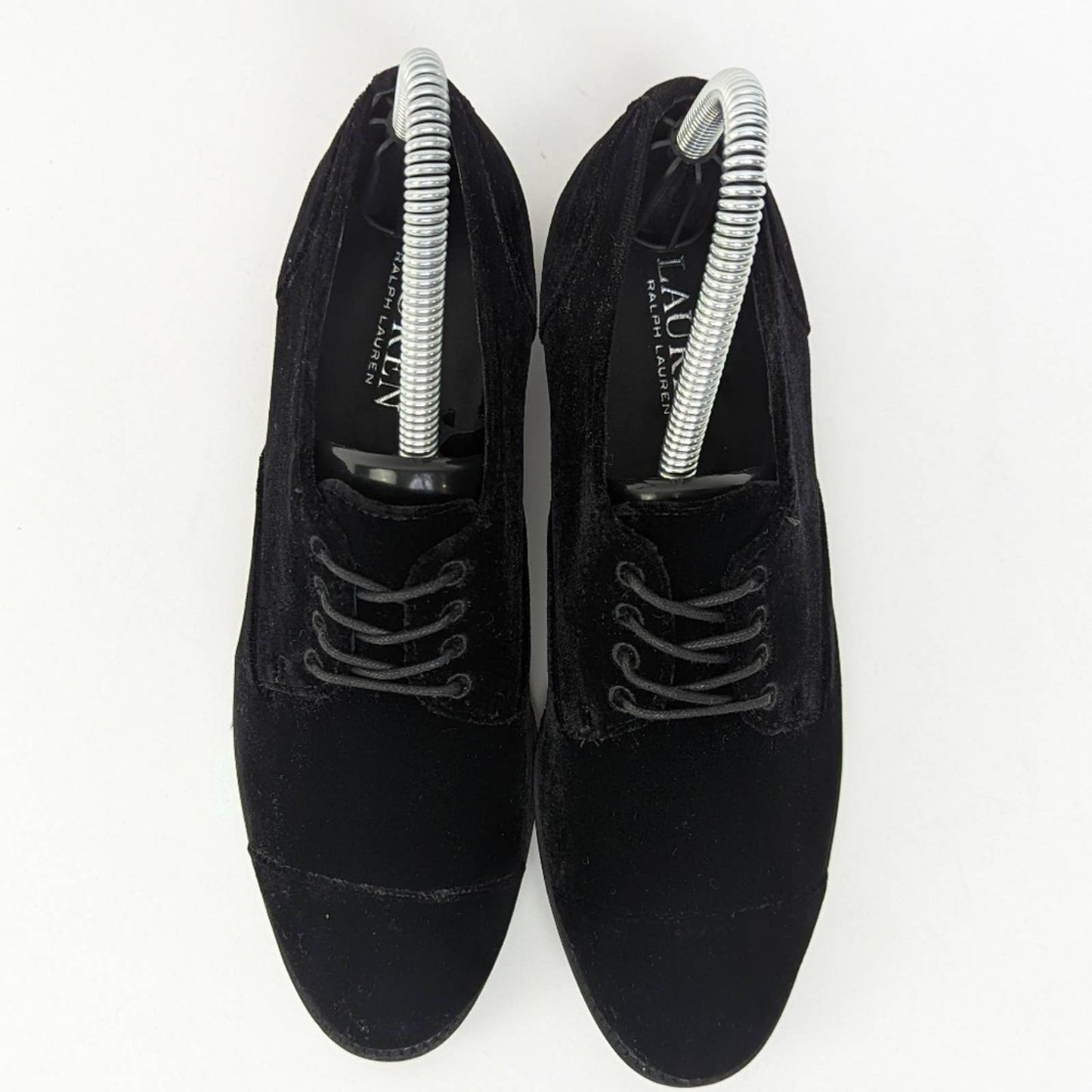 NWOT Ralph Lauren Maryna Black Suede Derby Oxford Flats - 6