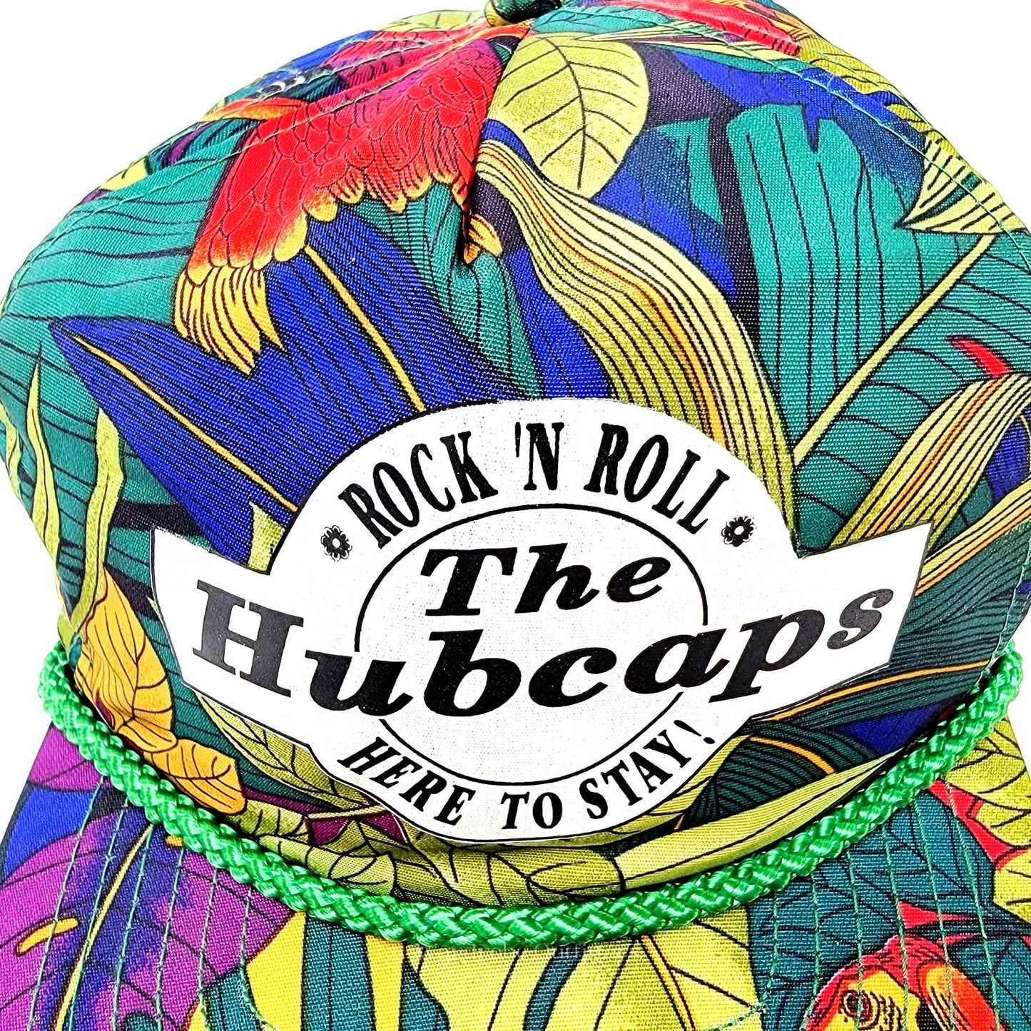 Vintage 'The Hubcaps' Tropical Floral Print Snapback Hat Cap 80/90's