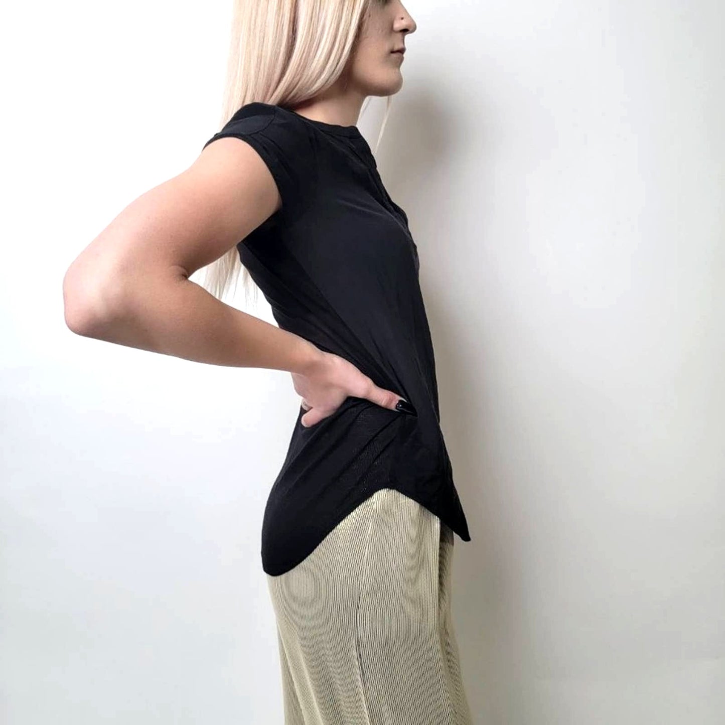 ARITZIA x BABATON Phillip Silk Sheer Tee Shirt Blouse - XS