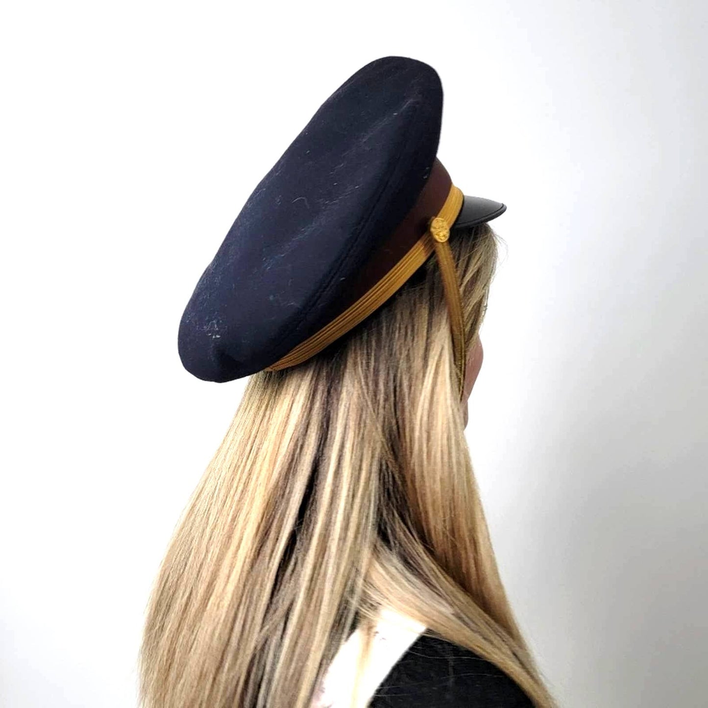 Vintage 70s Flight Ace Fur Felt Military Hat