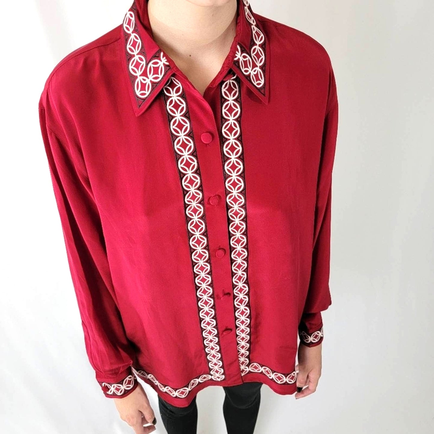 Vintage 90s Diane Von Furstenburg Silk Blouse Button Up Top - S
