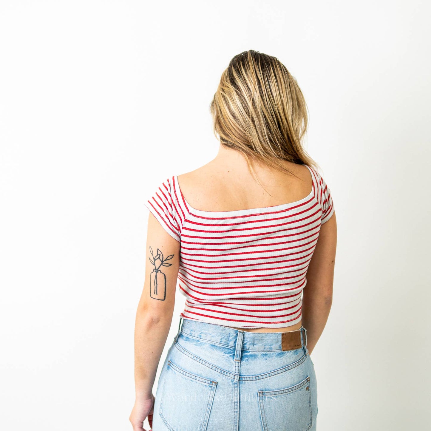H&M Striped Crop Top Halter Tee Shirt